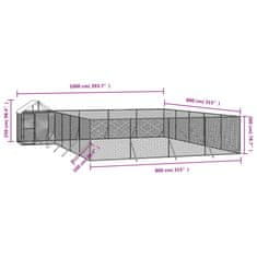 Vidaxl Venkovní psí kotec se střechou stříbrný 10 x 8 x 2,5 m ocel