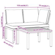 Petromila 2dílná zahradní sedací souprava s poduškami černá hliník