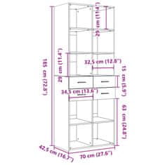 Vidaxl Skříň highboard černá 70 x 42,5 x 185 cm kompozitní dřevo