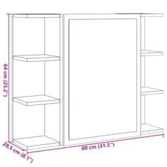 Vidaxl Koupelnová skříňka zrcadlo sonoma dub 80x20,5x64 cm dřevotříska