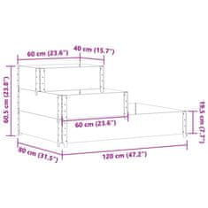 Petromila 3patrový vyvýšený záhon černý 120 x 80 cm masivní borové dřevo