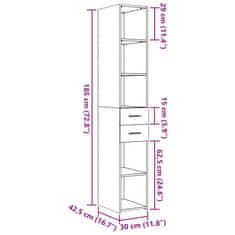 Vidaxl Skříň highboard dub sonoma 30 x 42,5 x 185 cm kompozitní dřevo