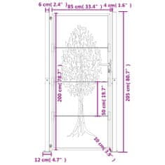 Vidaxl Zahradní branka antracitová 105 x 205 cm ocel Strom