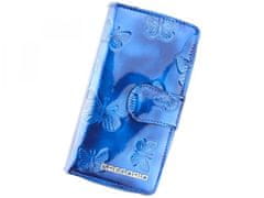 Gregorio Krásná elegantní kožená peněženka s motýlky Linda, modrá