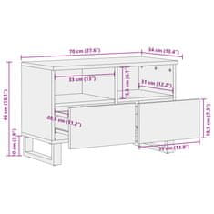 Vidaxl TV skříňka 70 x 34 x 46 cm masivní hrubé mangovníkové dřevo