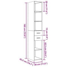 Vidaxl Skříň highboard šedá sonoma 30 x 42,5 x 185 cm kompozitní dřevo