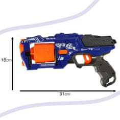 WOWO Pěnová Pistole na Šipky s Bubnem a 20 Modrými Šipkami