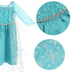 WOWO Dětský Karnevalový Kostým Elsa z Frozen - Modré Šaty, Velikost 120 cm