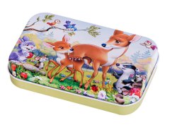 WOWO Puzzle pro děti Lesní zvířátka - Pohádkové motivy, 60 dílků, v plechové krabičce