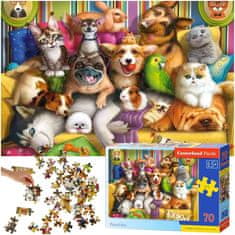 WOWO Puzzle CASTORLAND Hravá Zvířátka, 70 Dílků, Pro Děti 5+ Let
