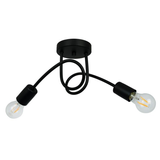 LIGHT FOR HOME Stropní svítidlo do kuchyně nebo předsíně z kolekce "MONDO" matná černá na dvě LED žárovky, 2x60W, E27, Černá