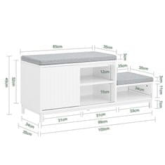 SoBuy SoBuy FSR166-W Lavice na boty Lavice s úložným prostorem Lavice do předsíně Botník Bílá 100 x 45 x 35 cm