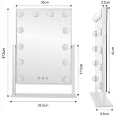 Northix Bright Beauty Vanity - Stojací kosmetické zrcadlo s osvětlením - bílé 