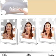 Northix Make-up zrcátko s LED osvětlením - bílé 