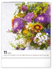 Presco Publishing NOTIQUE Nástěnný kalendář Květiny 2025, 30 x 34 cm