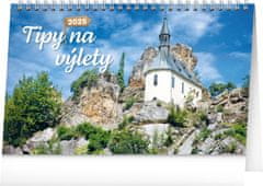Presco Publishing NOTIQUE Stolní kalendář Tipy na výlety 2025, 23,1 x 14,5 cm