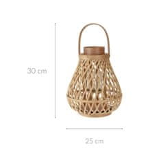 Home&Styling Rattanová lucerna se skleněným táckem na svíčku, ? 25 cm