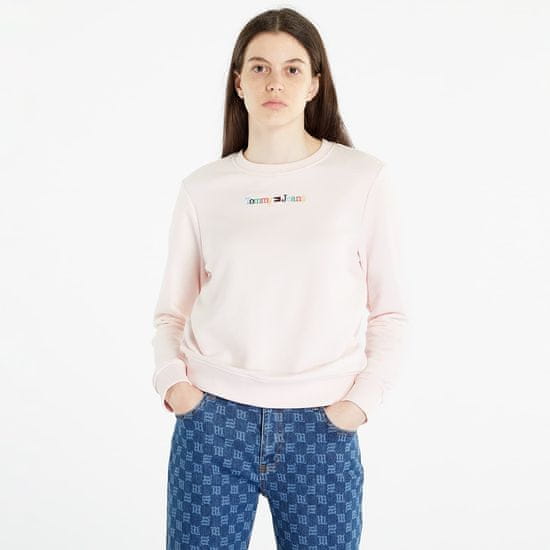Tommy Hilfiger Mikina Tommy Jeans Regular Color Serif Sweatshirt Faint Pink XS