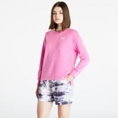 Under Armour Mikina Rival Fleece Oversize Crew Pink Edge/ White/ White XL Růžová