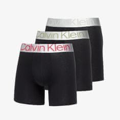 Calvin Klein Boxerky Reconsidered Steel Cotton Boxer Brief 3-Pack Black/ Grey Heather S S Černá