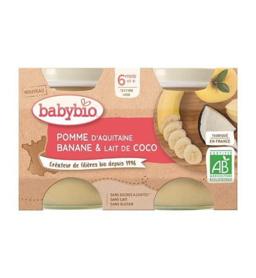 Babybio Jablko banán s kokosovým mlékem 2x 130 g