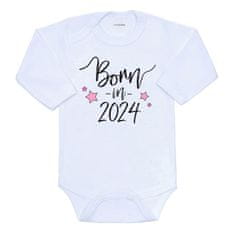 NEW BABY Body s potiskem Born in 2024 růžové 68 (4-6m) Bílá