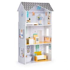 EcoToys Dřevěný domeček pro panenky s nábytkem Grace Residence