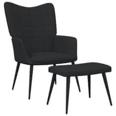 Vidaxl Relaxační židle se stoličkou černá textil