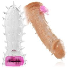 XSARA Měkký gelový návlek na penis s hroty + vibrační stimulátor klitorisu - 76305301