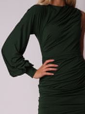 AX Paris Zelené elegantní přiléhavé mini šaty s jemnými záhyby a asymetrickými rukávy DA1597 XL XL
