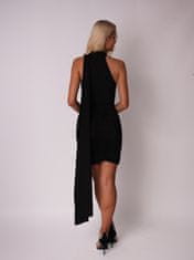 AX Paris Černé přiléhavé mini šaty s výstřihem na ramínka a šerpou u krku DA1600 XL XL
