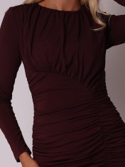 AX Paris Přiléhavé midi šaty ve švestkové barvě s obepínajícími záhyby DA1602 L L