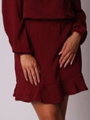 Bordó mini šaty s dlouhými rukávy a vestavěným výstřihem DA1641 L L