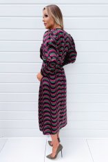 AX Paris Vzorované midi šaty s dlouhými rukávy a elegantním rozparkem DA1610 L L