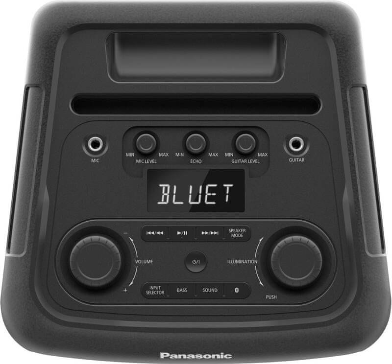  moderní bluetooth reproduktor panasonic sctmax45ek výkonný zvuk stereo pair karaoke funkce kytarový vstup usb aux powerbanka funkce 