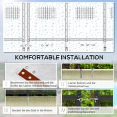 OUTSUNNY Jezírkový Plot, 365 X 126 Cm Zahradní Plot, Sada 4 Dekorativních Bazénových Plotů S Nožním Zásuvným Plotem Na Terasu, Balkon, Síťovina, Černá 