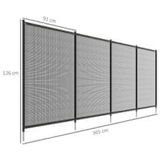 OUTSUNNY Jezírkový Plot, 365 X 126 Cm Zahradní Plot, Sada 4 Dekorativních Bazénových Plotů S Nožním Zásuvným Plotem Na Terasu, Balkon, Síťovina, Černá 