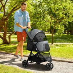 PAWHUT Pet Buggy Kryt Proti Dešti Bezpečnostní Košík Na Vodítko Skládací Pro Malé Psy Oxford Grey 