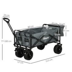 OUTSUNNY Handcart Skládací Přepravní Vozík S Chladicí Taškou, Plážový Vozík S Výsuvnou Rukojetí, Pojme Až 120 Kg 