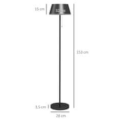 OUTSUNNY Solární Stojací Lampa, Venkovní Stojací Lampa, Usb Dobíjecí Led Solární Lampy, Vodotěsná Stojací Lampa Ip44, Stmívatelná Teplá Bílá, Tažný Řetízkový Spínač 