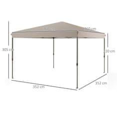 OUTSUNNY Skládací Altán 3,6X3,6M Výškově Nastavitelný, Odolný Vůči Povětrnostním Vlivům, Béžový, S Pytlem S Pískem Na Balkón A Terasu 