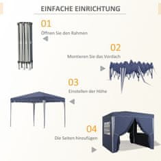 OUTSUNNY Skládací Altán Cca 3 X 3 M, Altán S Bočními Stěnami, Okno, Markýza, Zahradní Altán S Uv Ochranou, Párty Stan S Taškou, Modrá. 