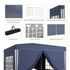 OUTSUNNY Skládací Altán Cca 3 X 3 M, Altán S Bočními Stěnami, Okno, Markýza, Zahradní Altán S Uv Ochranou, Párty Stan S Taškou, Modrá. 