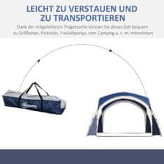 OUTSUNNY Dome Stan, Zahradní Stan, Kupolový Altán Pro 6 Až 8 Osob, Markýza, Párty Stan Na Terasu, Balkon, Polyester, Modrá, 3,5 X 3,5 X 2,22 M 