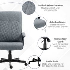 VINSETTO Office Chair Ergonomická Psací Židle S Funkcí Kolébky Výškově Nastavitelný Otočný Kloub Pro Kancelář Tmavě Šedá 