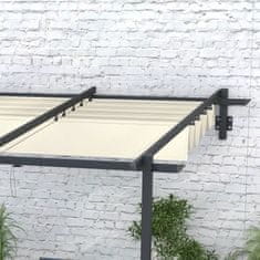 OUTSUNNY Altán Cca 3 X 3 M Pergola Větruodolná Stříška Na Terasu, Terasová Střecha Nástěnná, Nastavitelná Střecha, Pro Zahradu, Terasu, Krémová. 