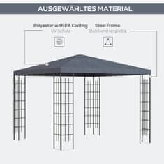 OUTSUNNY Zahradní Altán 3X3M Stabilní Altán Zahradní Stan, Markýza, Párty Stan, Ocel, Polyester, Šedá 