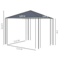 OUTSUNNY Zahradní Altán 3X3M Stabilní Altán Zahradní Stan, Markýza, Párty Stan, Ocel, Polyester, Šedá 