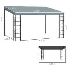 OUTSUNNY Pergola 4 X 3 M Zahradní Altán Altán Baldachýn Stan Kovový Polyester Šedý 