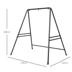 OUTSUNNY Rám Závěsného Křesla Rám Závěsného Křesla Z Oceli Stojan Na Závěsné Křeslo Max. 150 Kg Nosnost Vnitřní Venkovní Černá 178 X 143 X 180 Cm 